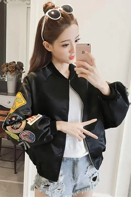 黑色棒球服外套女