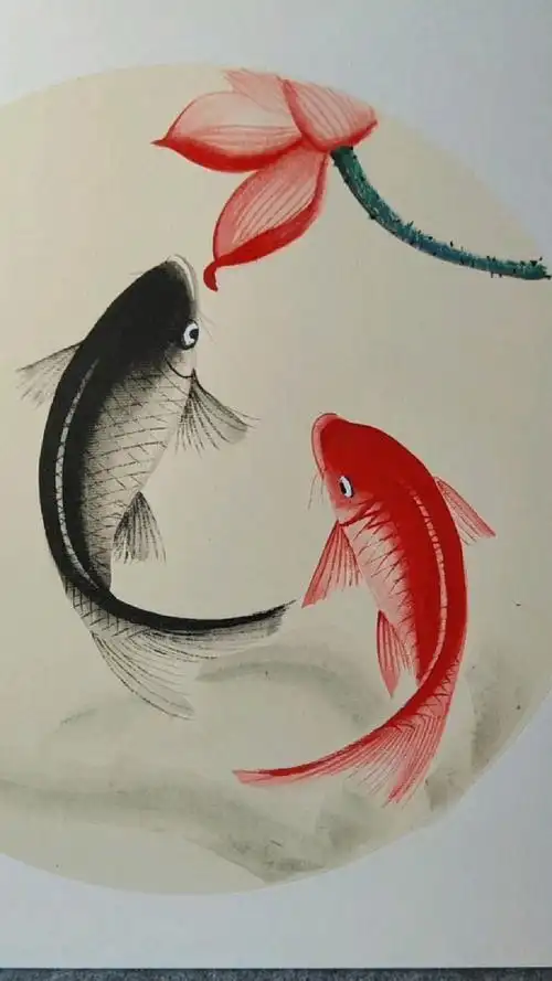 双鱼戏莲太漂亮了,一起画画吧!