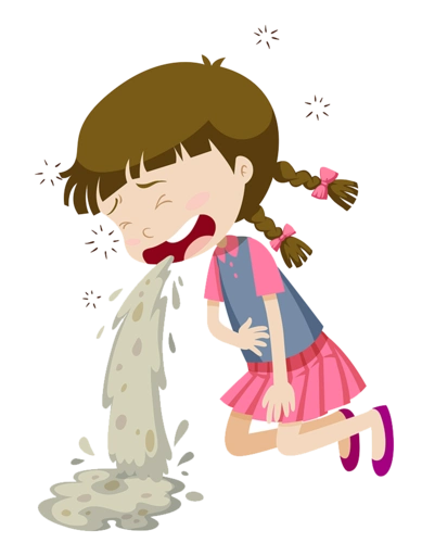 卡通手绘呕吐的女孩
