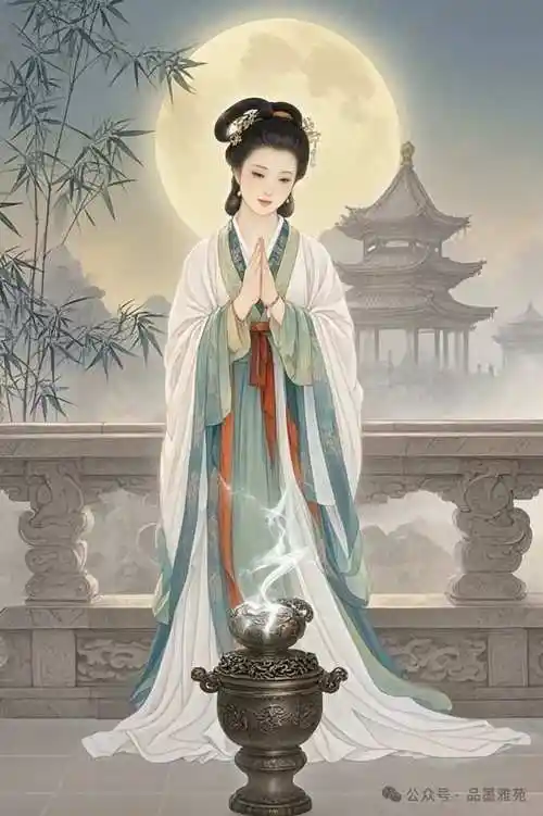 工笔素材|貂蝉拜月