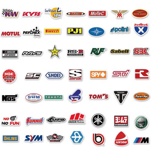 100张/套摩托车标志手账贴纸 不干胶材质diy日记本行李箱手机壳
