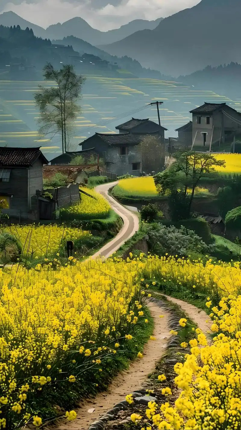 油画感觉的乡村景色#感受大自然的气息和美景 #治愈系 #治愈 - 抖音