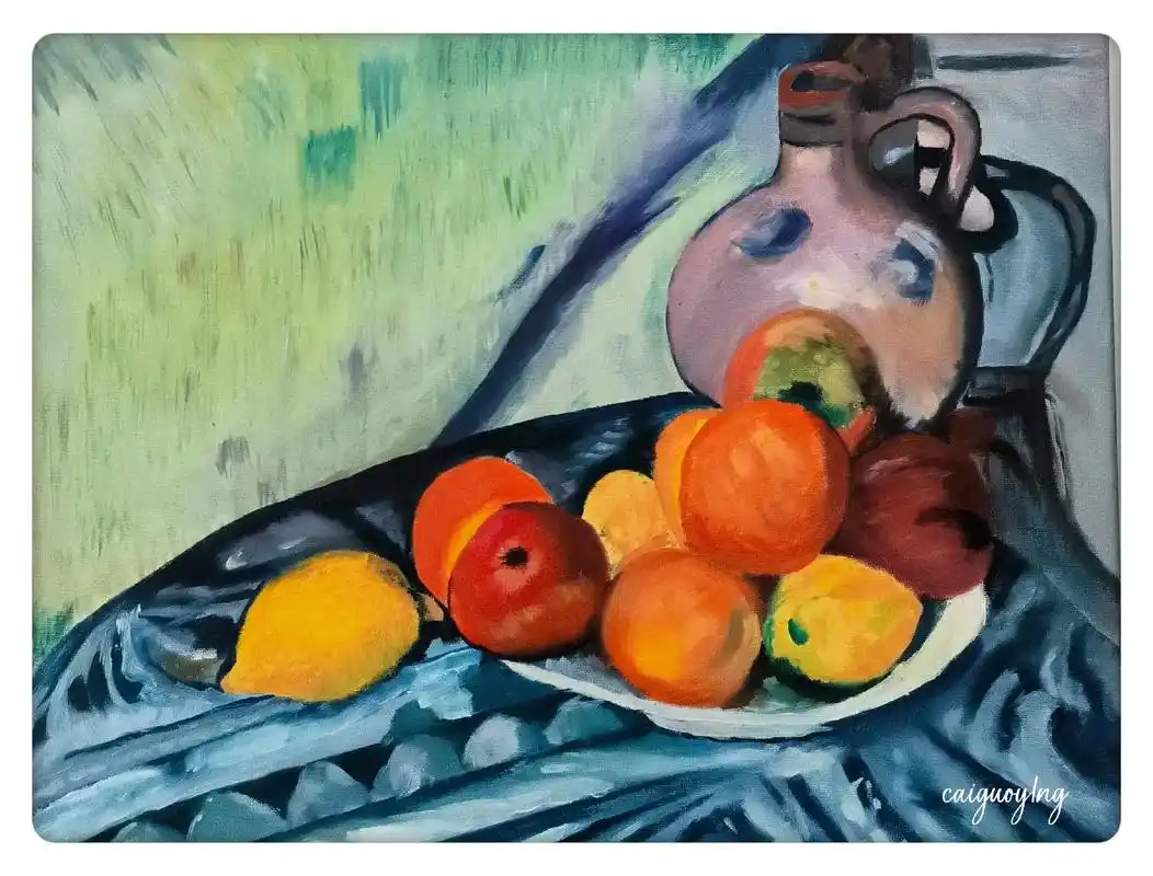 陶罐与水果.临摹法国画家塞尚的作品,塞尚画作中苹果的形态,表 - 抖音
