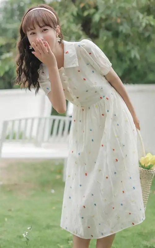 不低于119实拍2022温柔风甜美碎花裙中长显瘦仙女初恋裙 - 17网