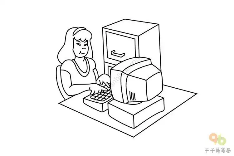 办公室行政人员简笔画职业人物简笔画