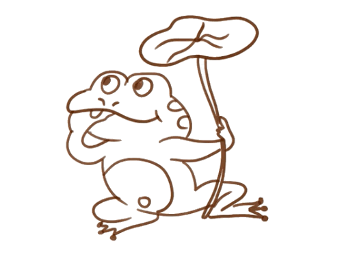 拿着荷叶遮阳的小青蛙简笔画