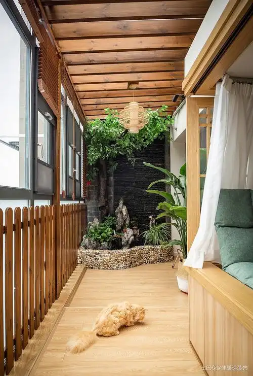 原木日式风与生活空间的交流阳台日式阳台设计图片赏析