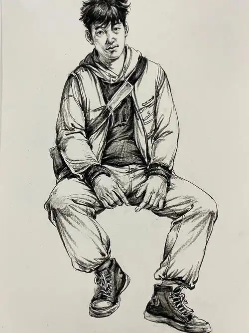 速写单人男青年喜欢的点赞77关注