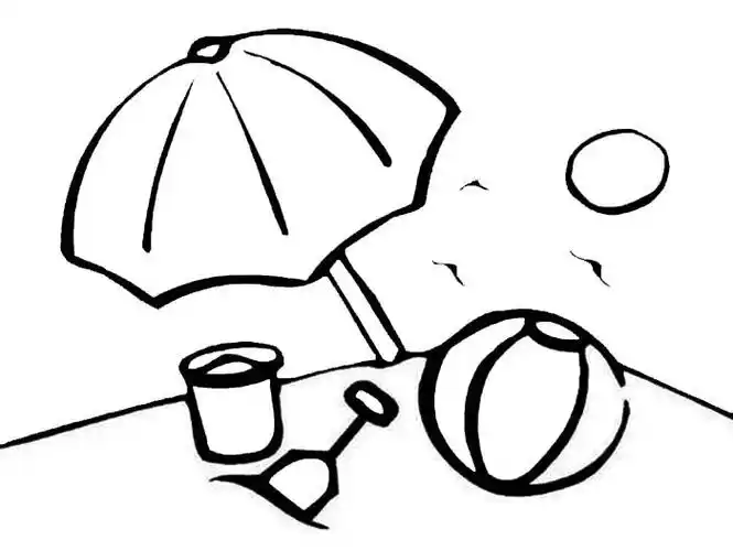 夏日沙滩简笔画