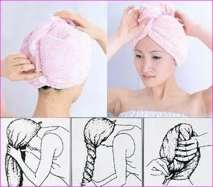洗完头怎样用毛巾包头发图解