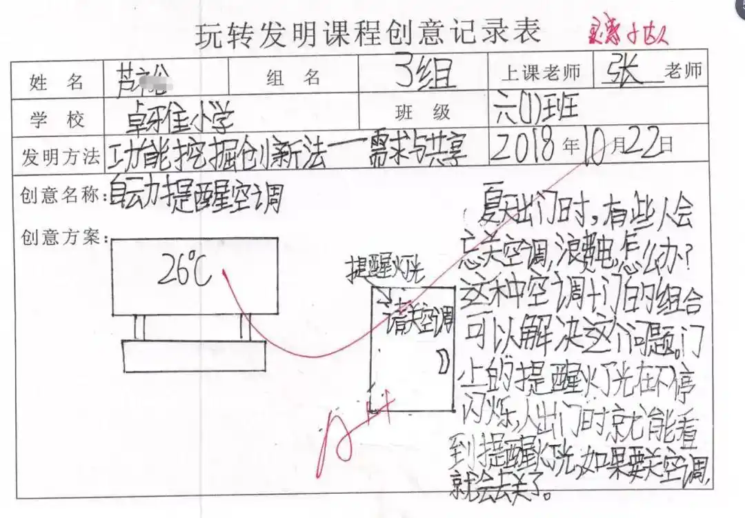 奇思妙想学生发明了"空调提醒门"