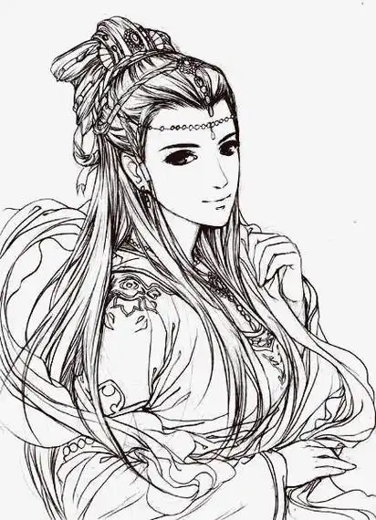 古风美女侧面简笔画古风女侧脸伤感简笔画古风人物简笔画线稿简笔画