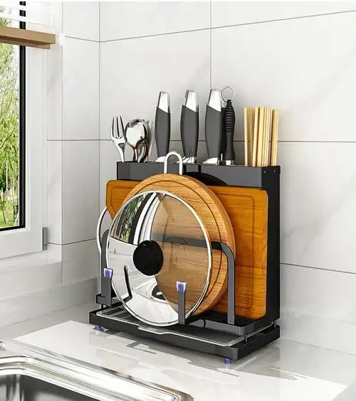 厨房置物架不锈钢刀架刀座菜刀收纳架菜板架刀具砧板架多功能用品