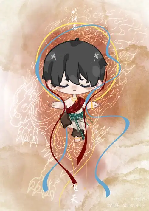 【飞天】小哥生贺2_盗墓笔记张起灵q版绘画作品