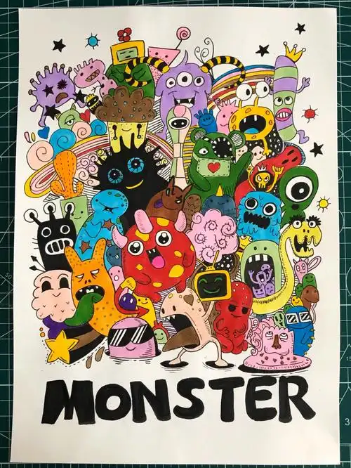 一波超可爱的小怪兽们来袭涂鸦简笔画