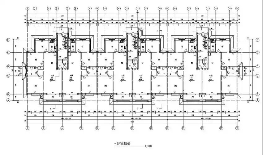 高层砖混结构石材外墙塔式住宅建筑平面图