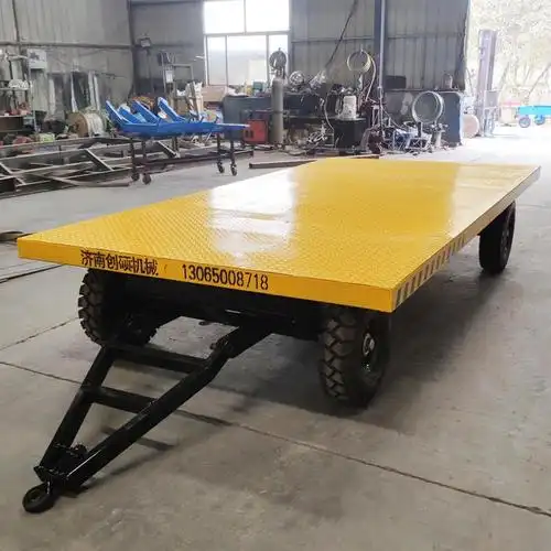 叉车牵引移动平板车载重10吨车间转运平板拖车厂区搬运工具车