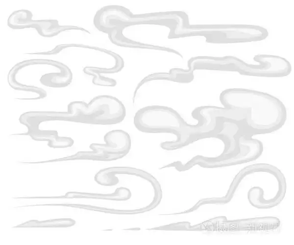 插画 扁平风格的烟雾效果. 蒸汽云雾水蒸气或灰尘.