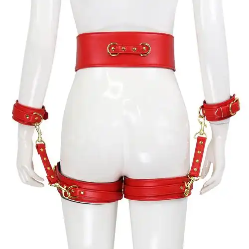 工厂店批发情趣用品皮革束缚束腰紧身衣手铐连铐玩具演出服饰道具