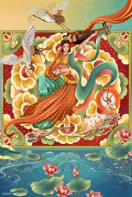 敦煌飞天反弹琵琶