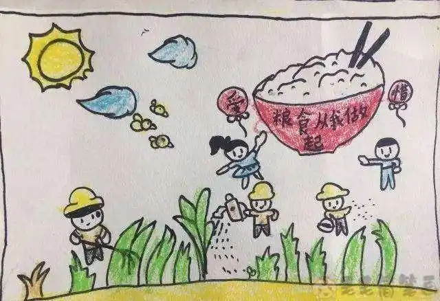 节约粮食儿童画 - 毛毛简笔画