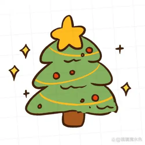 简笔画|简单易学的圣诞节圣诞树卡通画素材