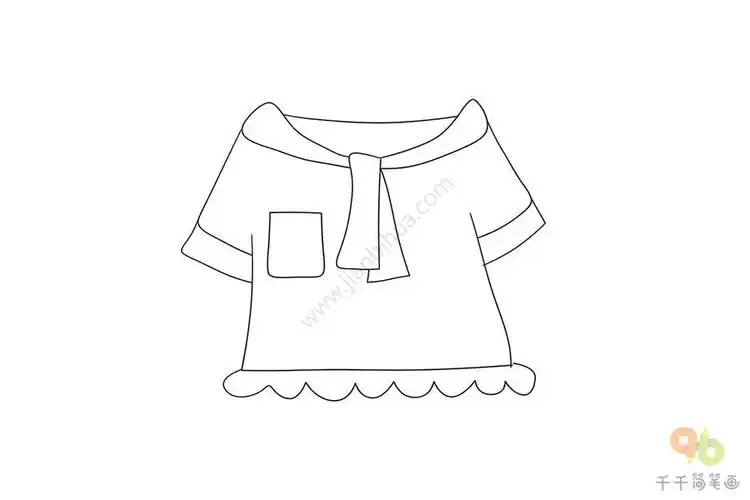 粉色花边半袖简笔画