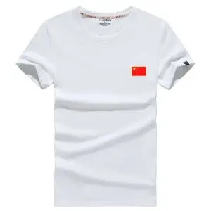 男士带国旗黑色t恤图片