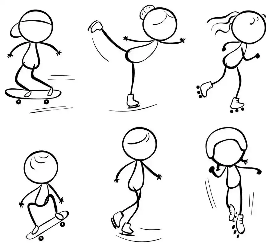 滑冰的剪影,关于白色背景下滑冰的轮廓的说明