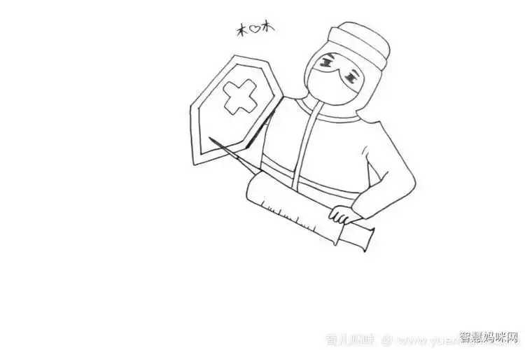 医用针怎么画简笔画画法拿针管的医生简笔画2可敬的医护工作者简笔画