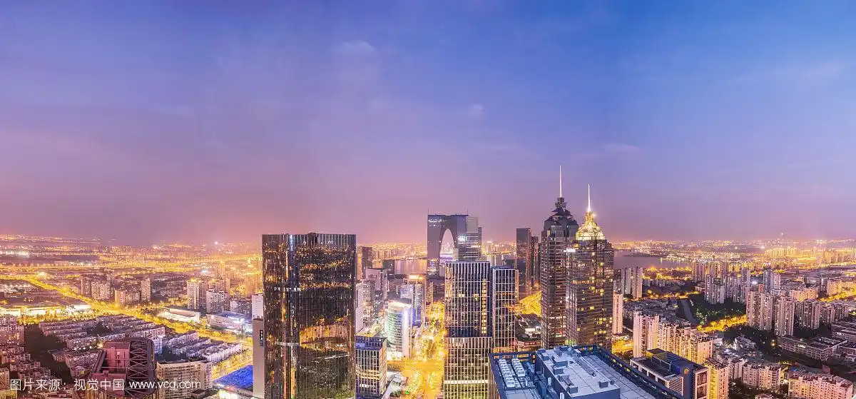 苏州城市夜景全景风光