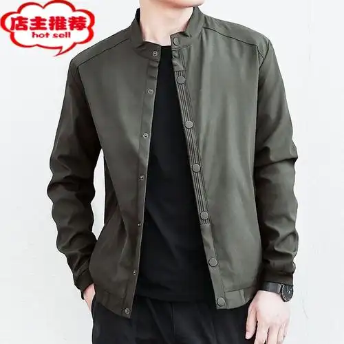 shanchao男士外套款立领夹克男士潮流外套男大码韩版休闲时尚上衣