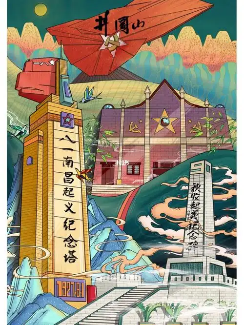 江西建筑物插画