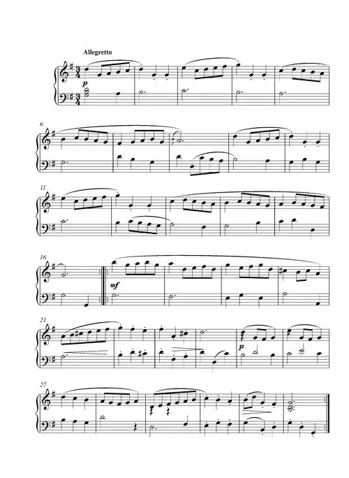 小步舞曲,小步舞曲钢琴谱,小步舞曲g调钢琴谱,小步舞曲钢琴谱大全