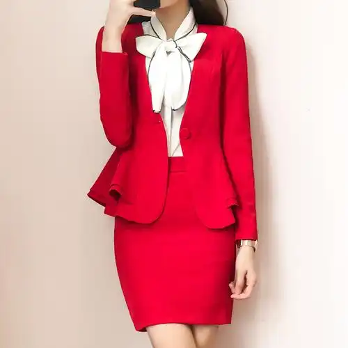 职业装女装套装长袖播音主持艺考女上镜装西装正装套裙养生馆工衣