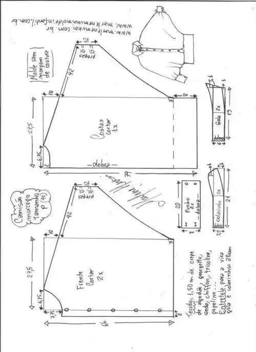 连帽防晒衫裁剪纸样
