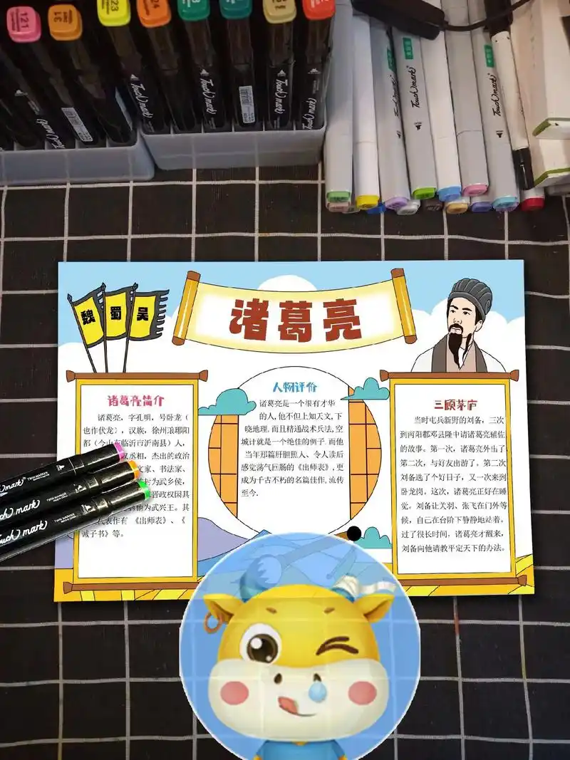 诸葛亮手抄报来啦,🈶可打印的电子版.诸葛亮三国演义手抄报电 - 抖