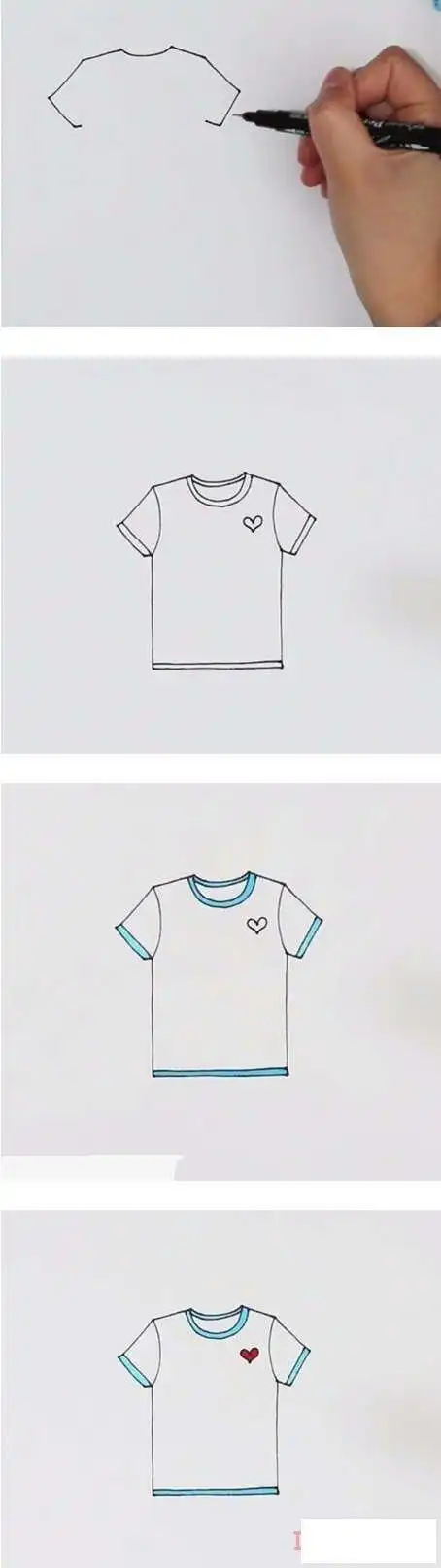 简笔画t恤的画法步骤教程涂色简单好看