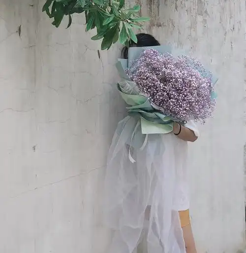 花束 淡紫色_毕业花束干花满天星超大小天然真生日礼物北欧风手捧送人