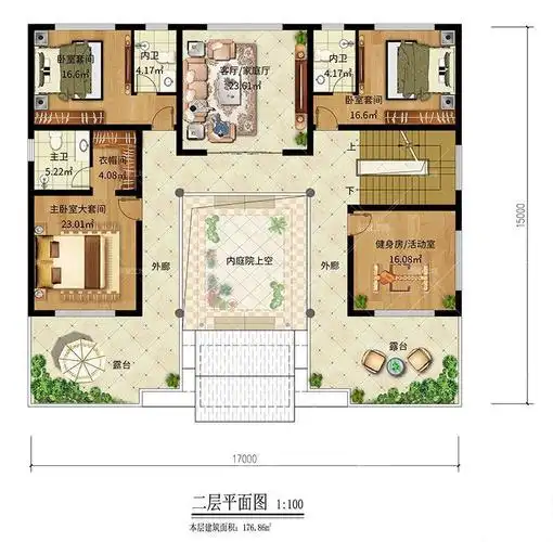 复古新中式别墅设计就选这样的小四合院户型图