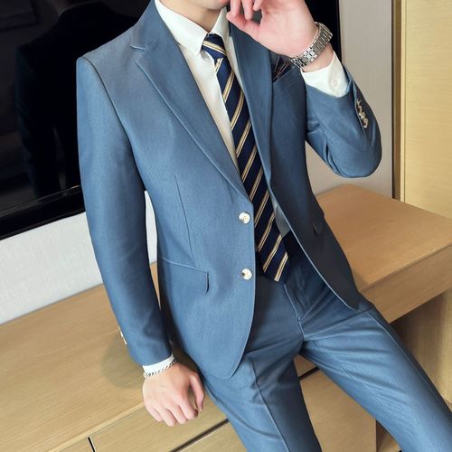 商务休闲西服男修身高档西装男潮流外套男装套装西装全套男韩版
