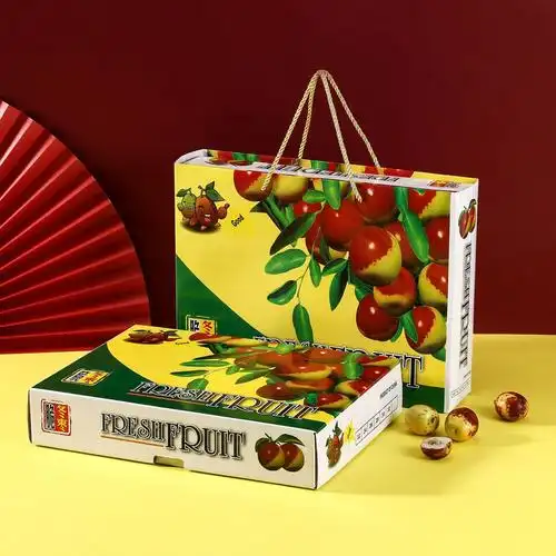 高档新款水果包装盒 冬枣礼品盒 瓦楞纸5斤手提冬枣礼盒纸箱 包邮