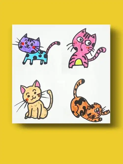 可爱的小猫咪_儿童画_猫咪_简笔画_创意儿童画_兴趣爱好_绘画