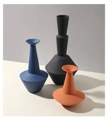 汤河店 北欧轻奢陶瓷花瓶摆件 新品创意款手工几何花器a