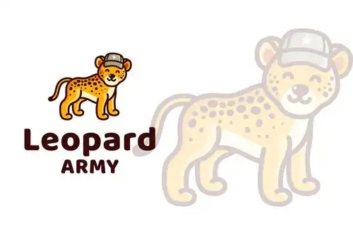可爱标志设计系列-猎豹童子军卡通动物形象logo设计模板 leopard army