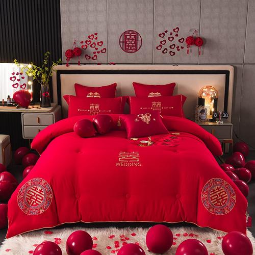 大红色婚庆被芯棉被子喜被女方陪嫁冬被加厚春秋被结婚礼物送新人