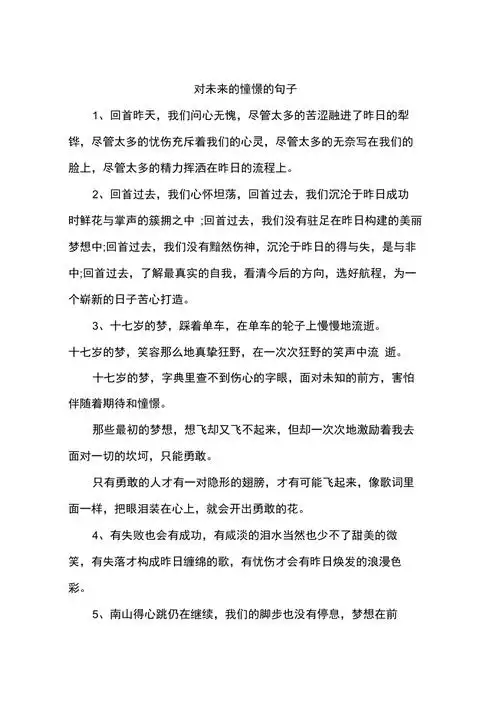 对未来的憧憬的句子