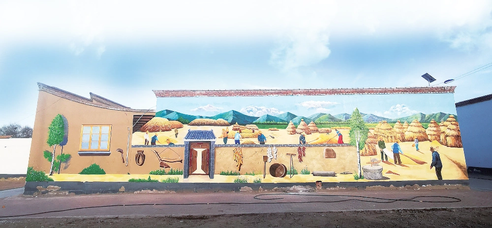 廖家槽村农耕文化彩绘墙.