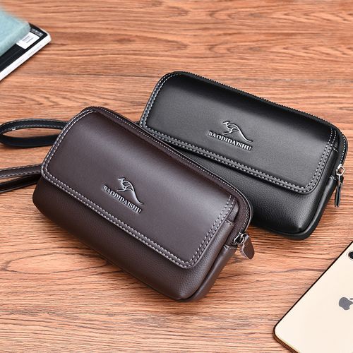 宝谛袋鼠手机腰包男皮带真皮小型多功能轻便挎包男士包袋