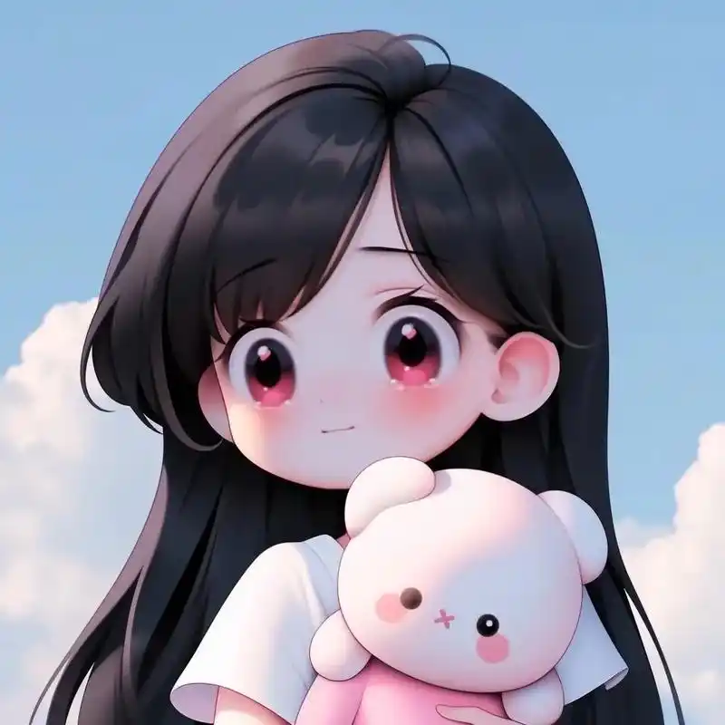 可爱头像抱着玩具熊的女生